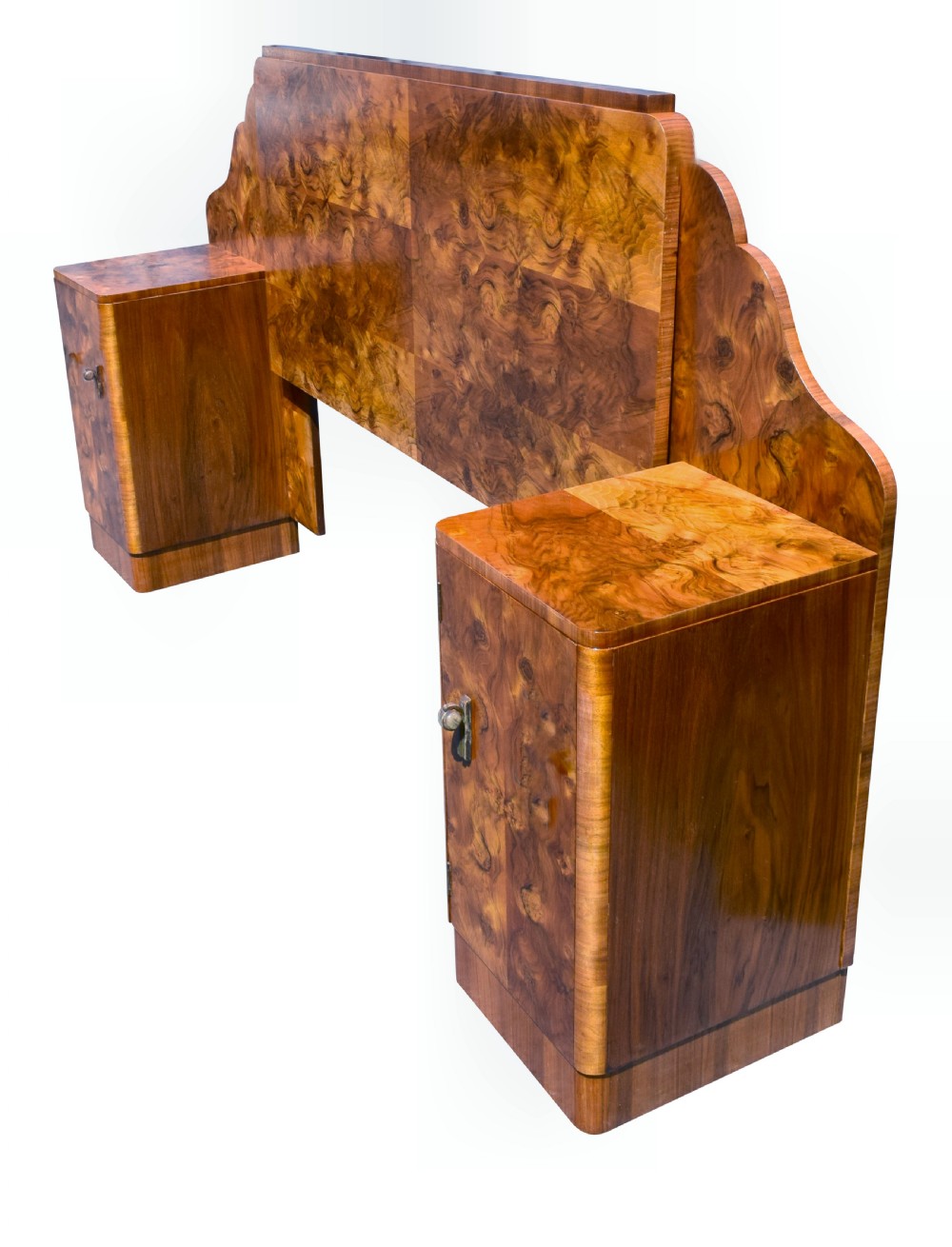 Art Deco Walnut Odeon Double Bed, 1930's View II