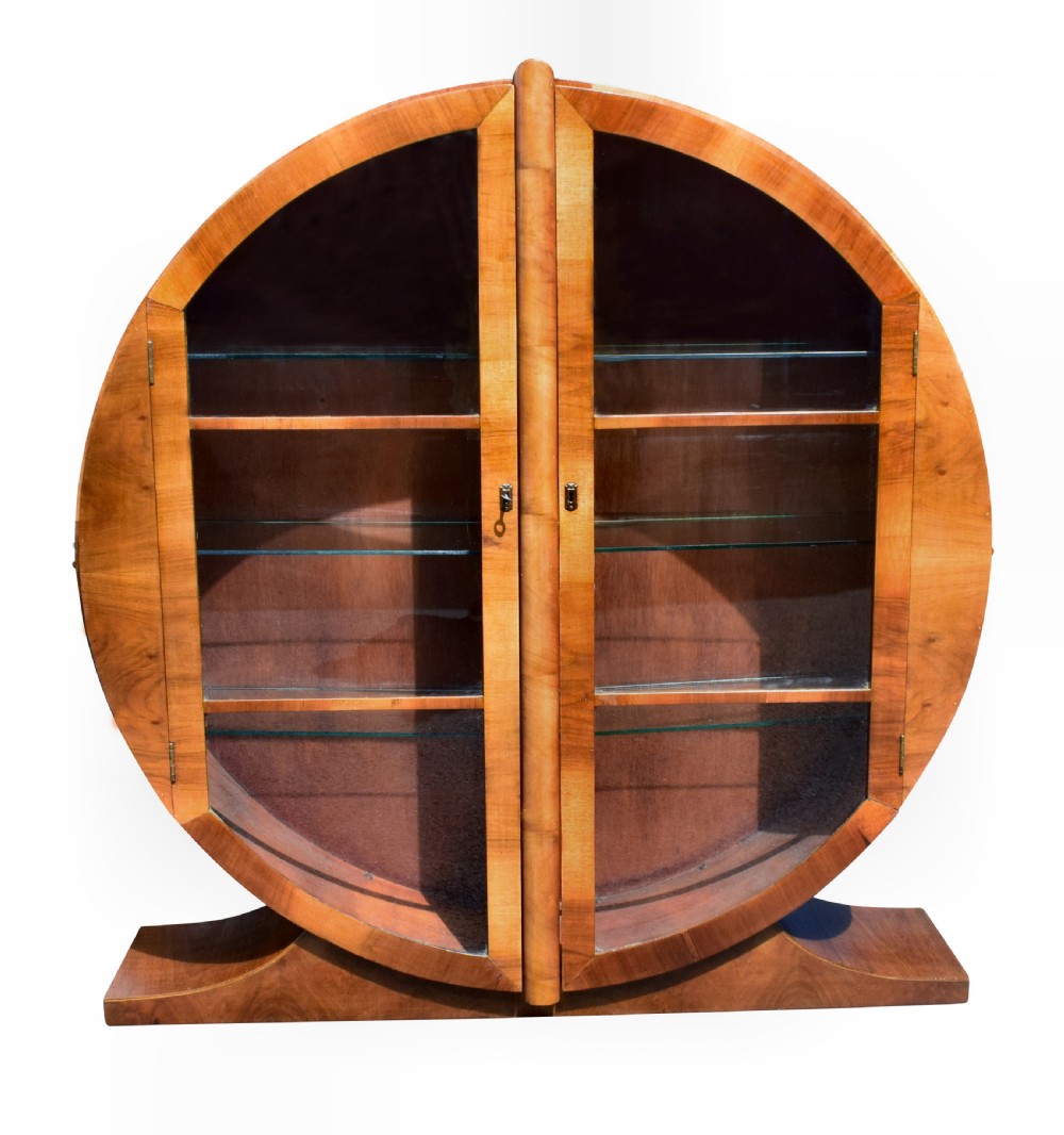 Art Deco Circular Display Cabinet In Walnut
