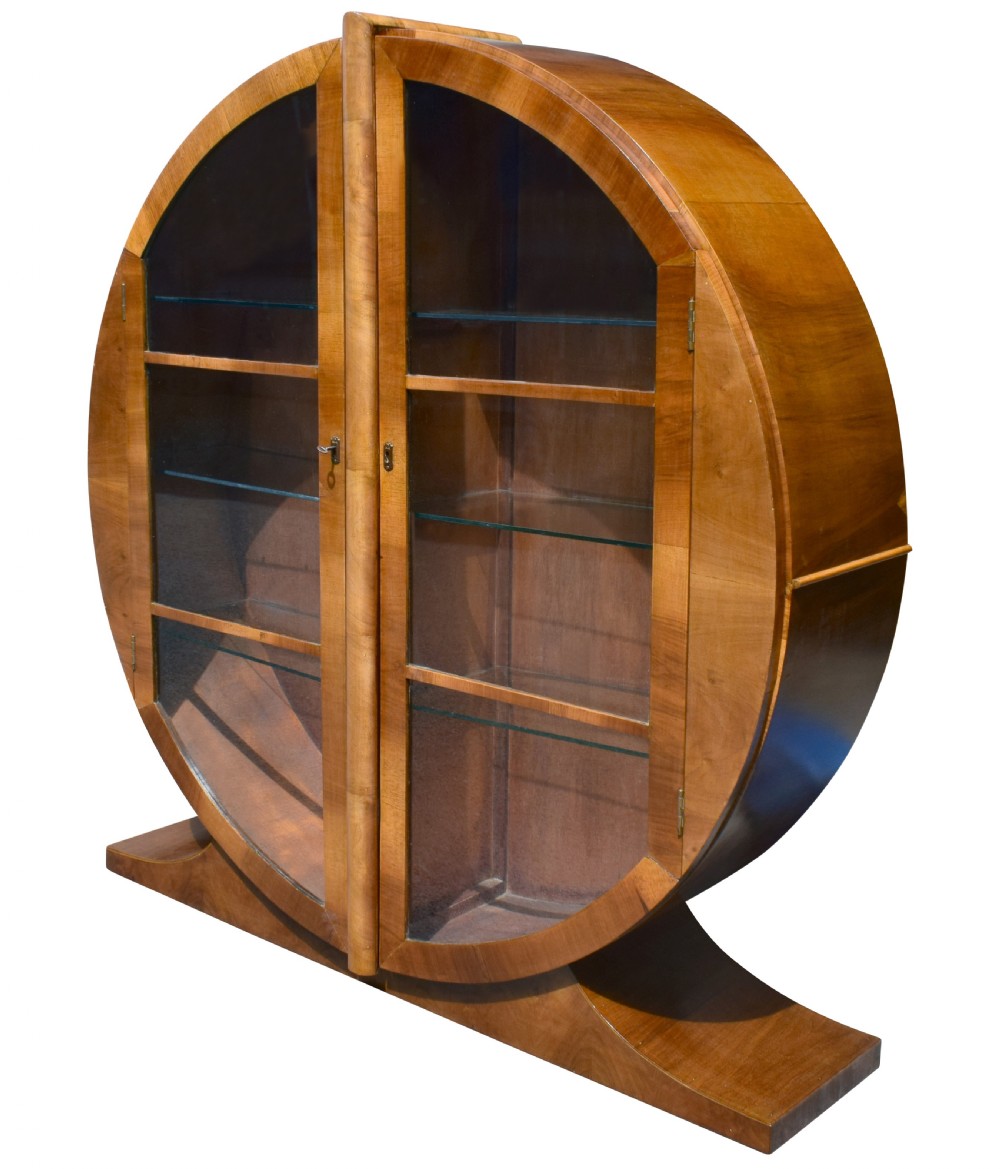 Art Deco Circular Display Cabinet In Walnut View II