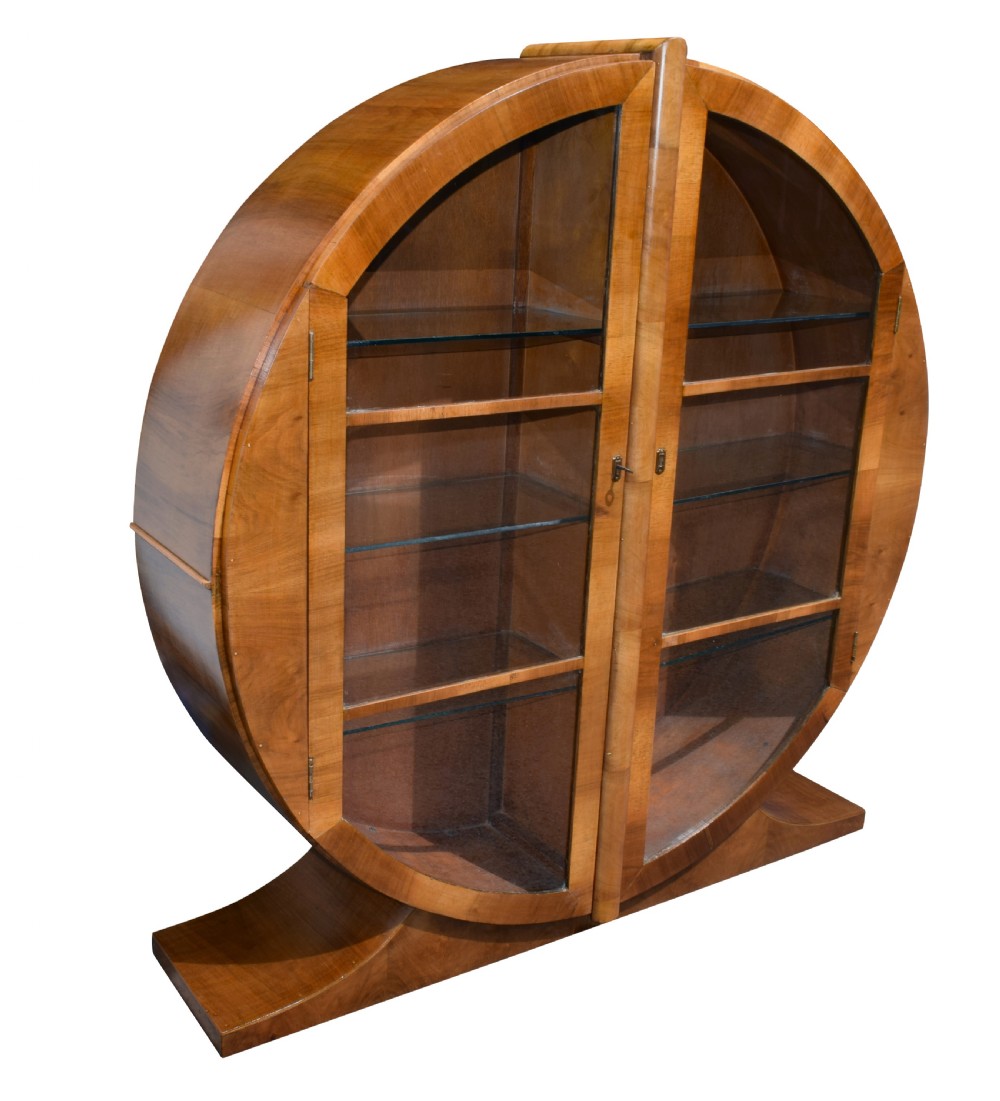 Art Deco Circular Display Cabinet In Walnut View V