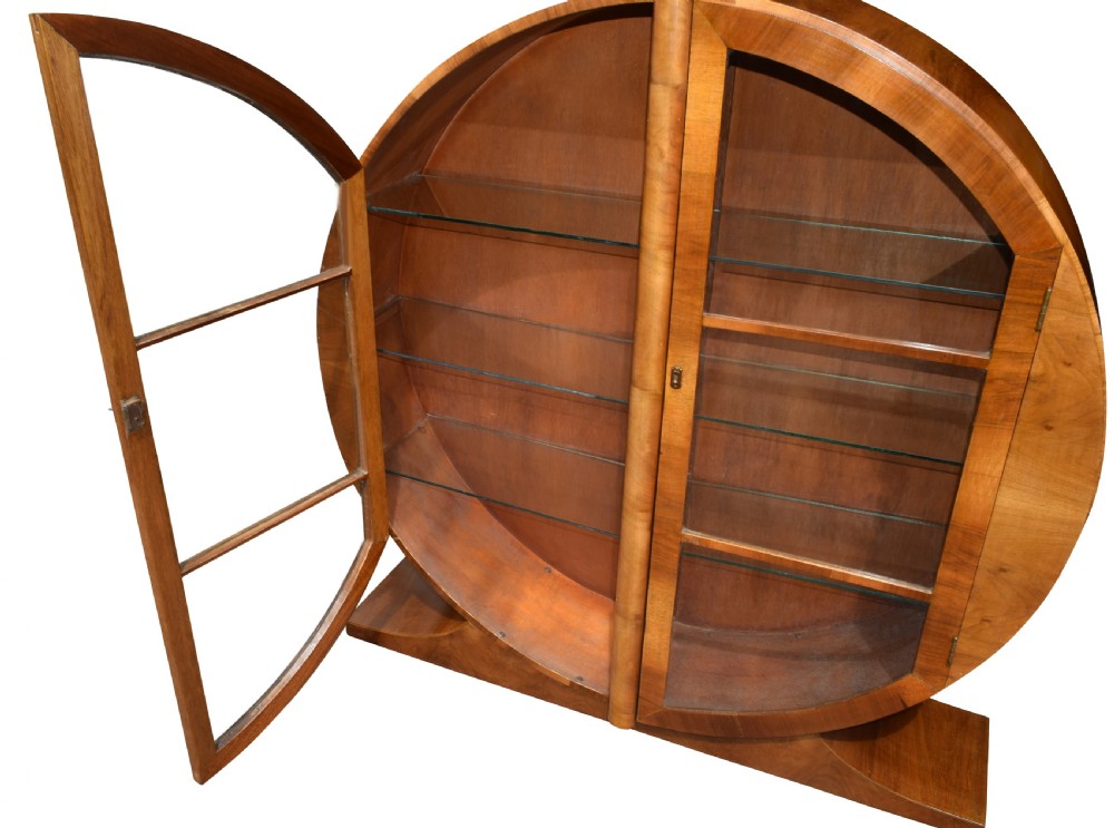 Art Deco Circular Display Cabinet In Walnut View VI