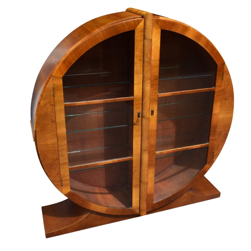 Art Deco Circular Display Cabinet In Walnut View VII