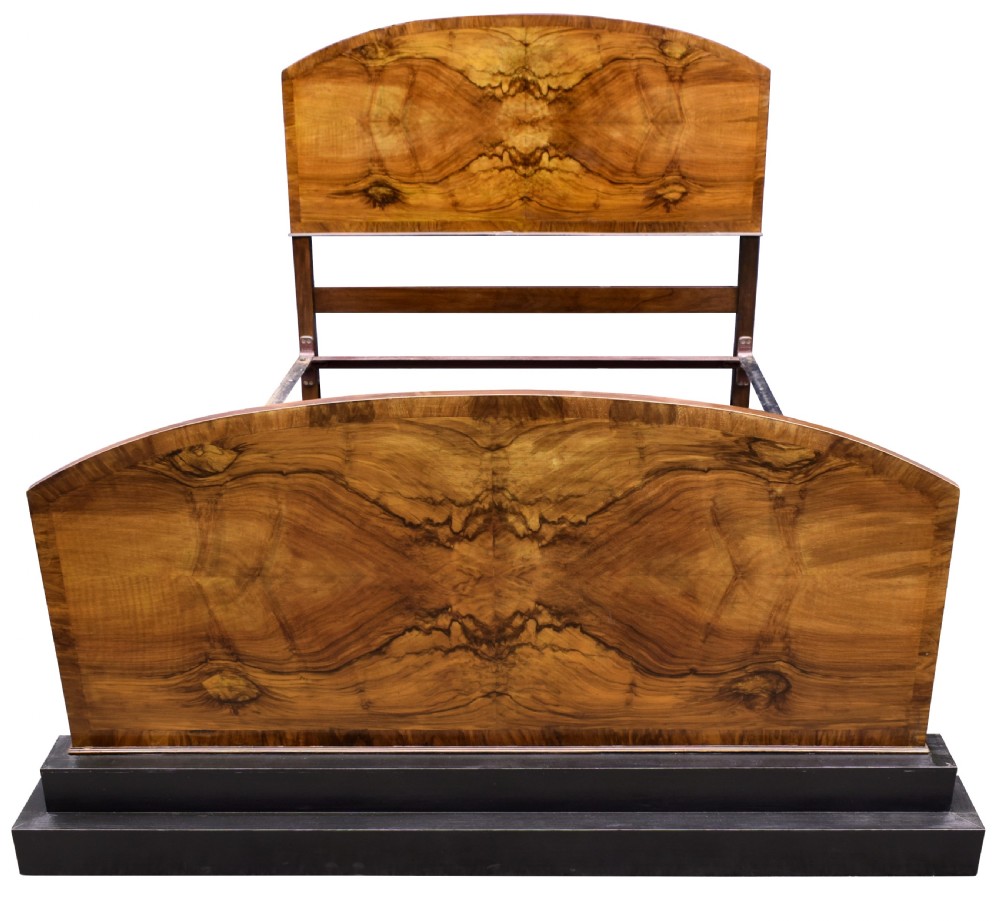 Impressive Art Deco Walnut Double Bed, Circa 1930's View II