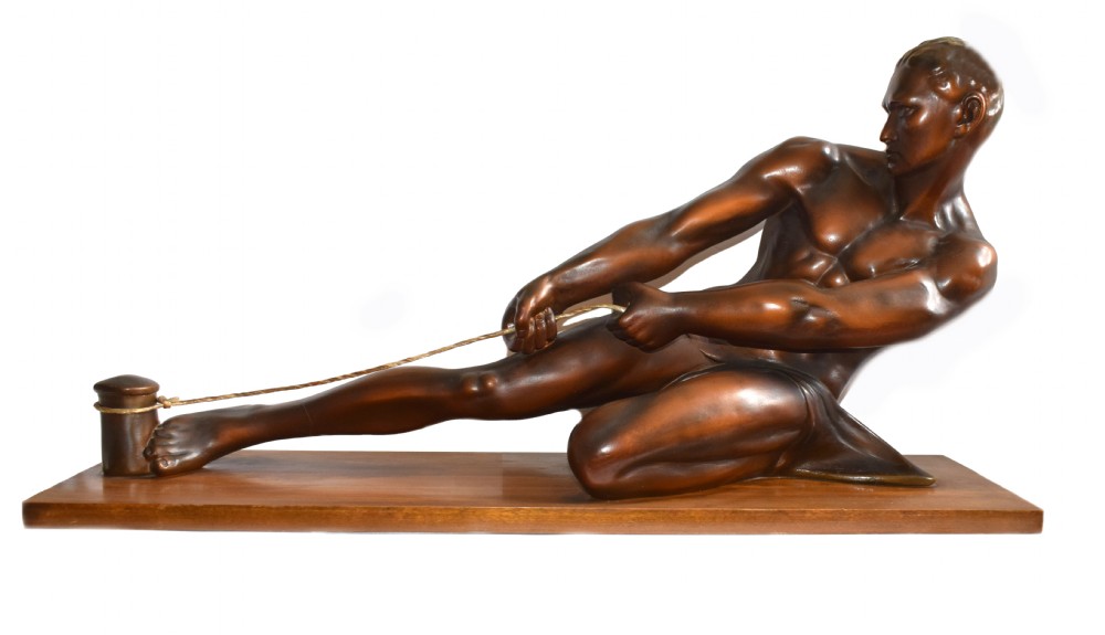 Art Deco Male Figure ' The Rope Puller', Circa 1930 View VI
