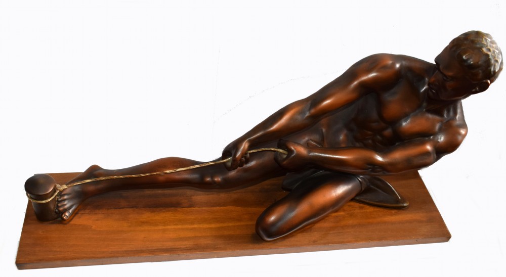 Art Deco Male Figure ' The Rope Puller', Circa 1930 View IX