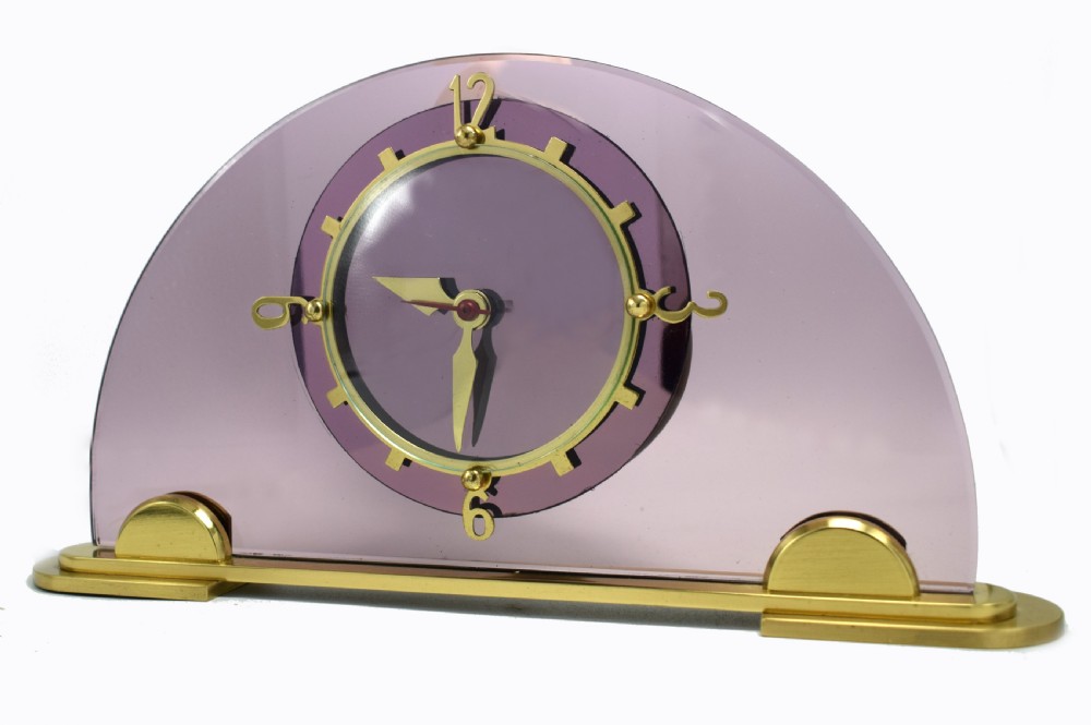 Art Deco Pink Mantle Clock by Smiths Clock makers, Circa 1930
