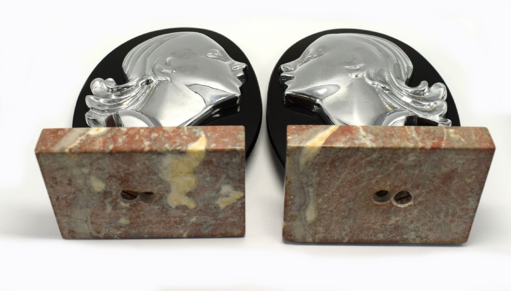 Art Deco Chrome And Vitrolite Bookends, Circa 1930 View VI
