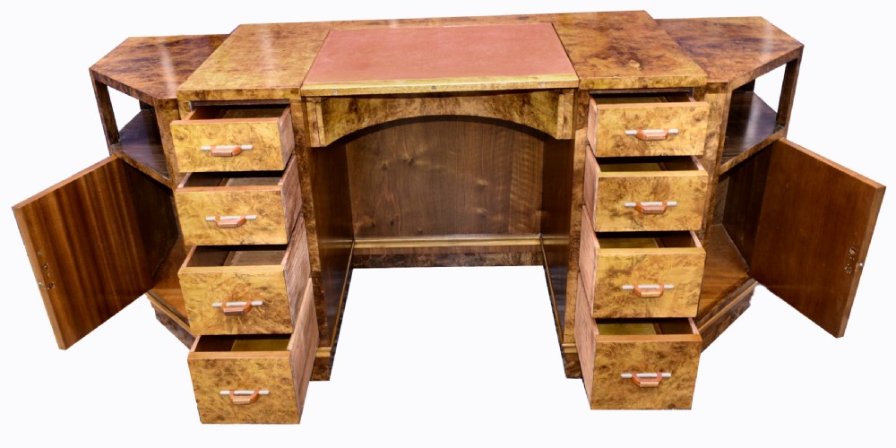 Large Art Deco Walnut Office Desk, Circa 1930's View VIII