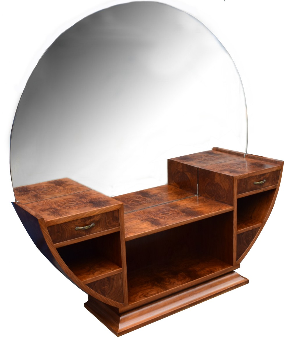 Large Circular Art Deco Walnut Dressing Table, Circa 1930 View III