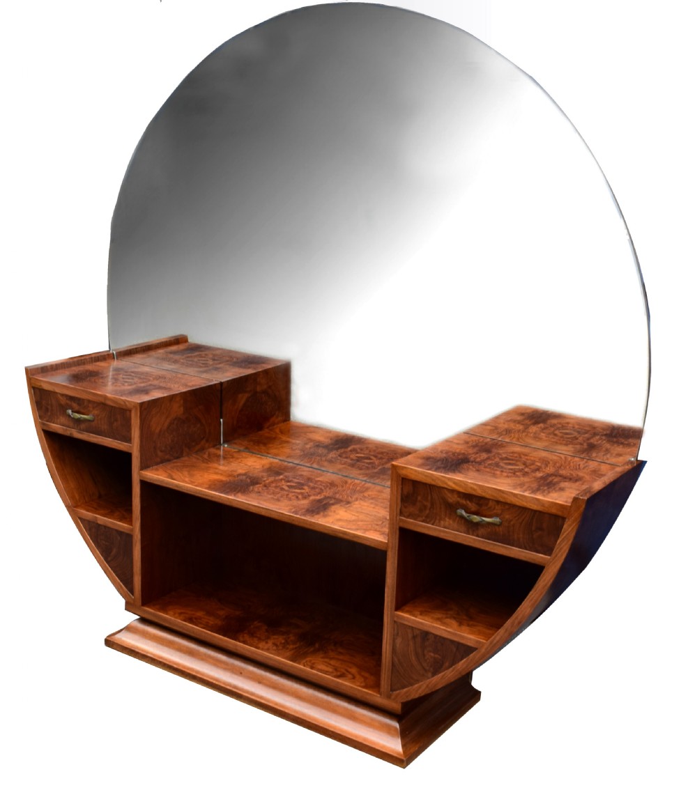 Large Circular Art Deco Walnut Dressing Table, Circa 1930 View VI