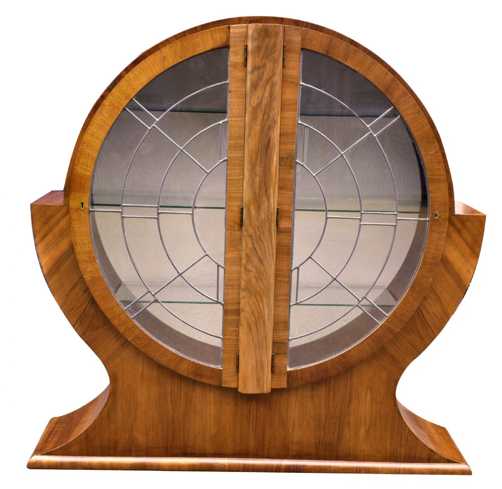 Art Deco Circular Display Cabinet in Walnut, 1930's 