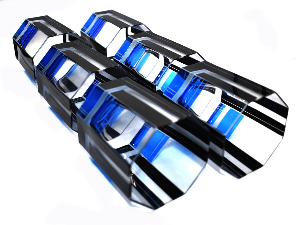 Art Deco Blue & Black enamel Glass Decanter Set View VI