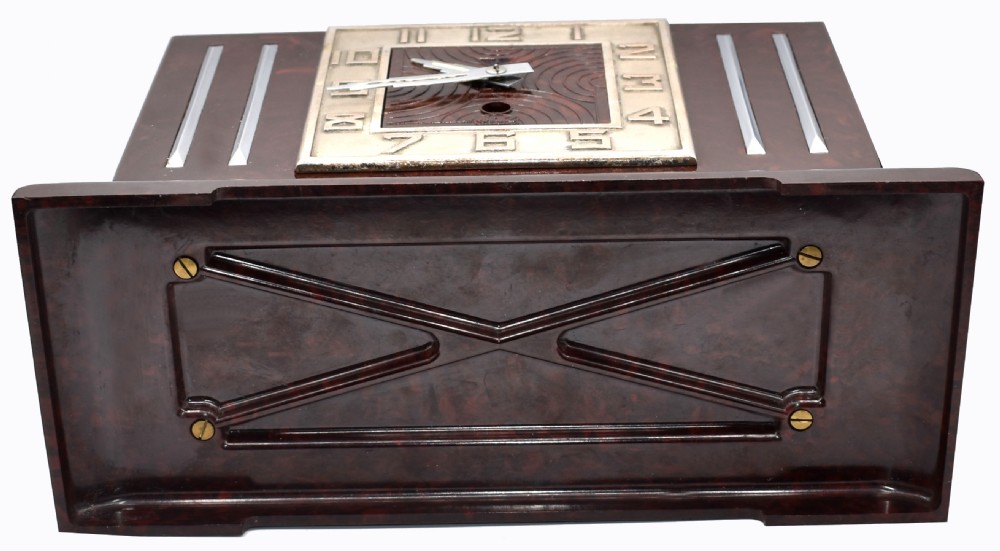 1930's Art Deco French Bakelite Mantle Clock by Jaz View X