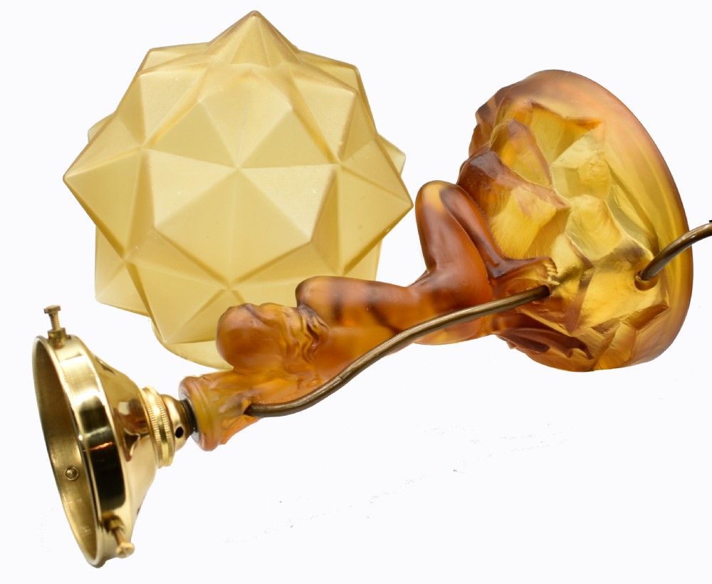 Art Deco Walther and Sohne Amber Glass Table Lamp, Circa 1930's View IV