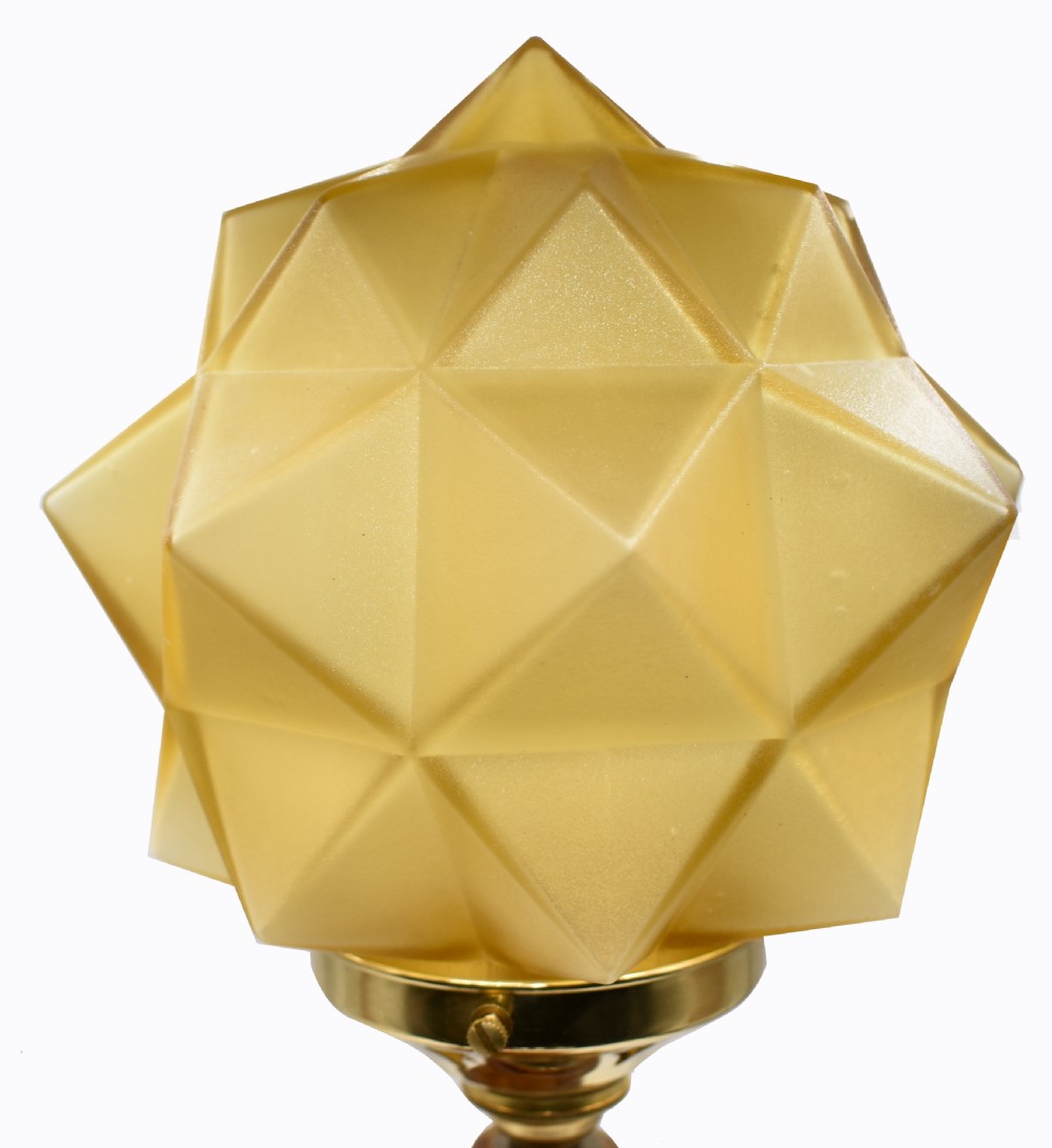 Art Deco Walther and Sohne Amber Glass Table Lamp, Circa 1930's View VI