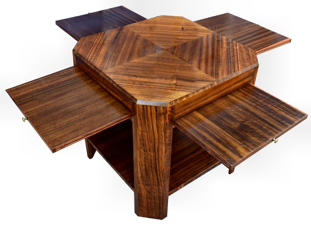 Art Deco Walnut Book Table, Circa 1930 View IV