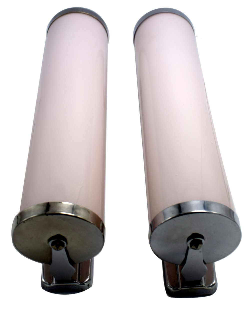 Art Deco 1930's Pair of Rose Pink Strip Glass Wall Lights