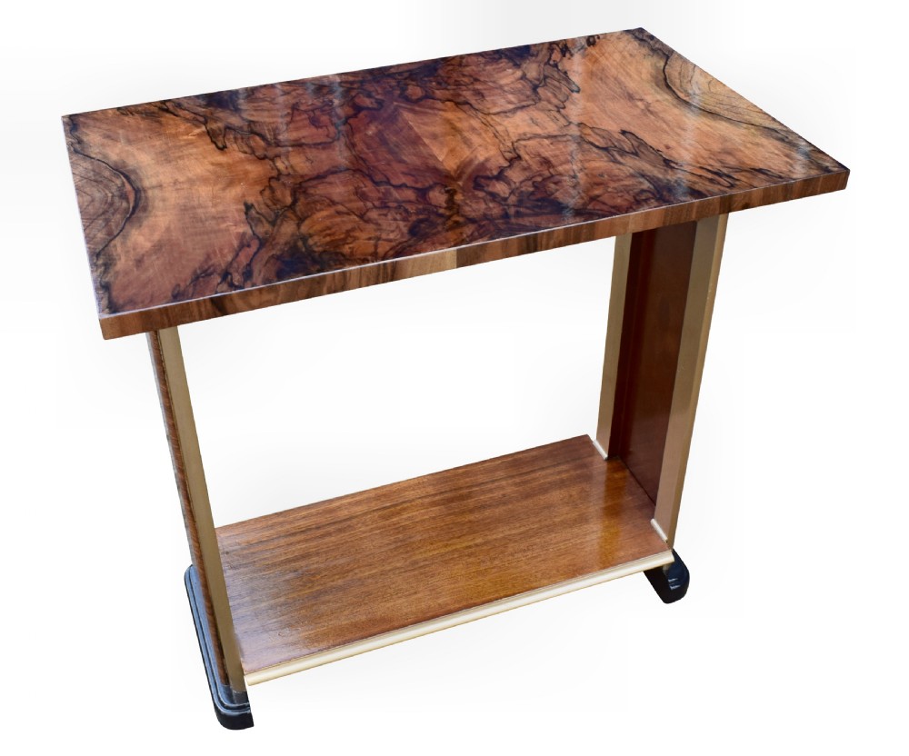 Art Deco Heavily Figured Walnut Console Table, Circa 1930 View III