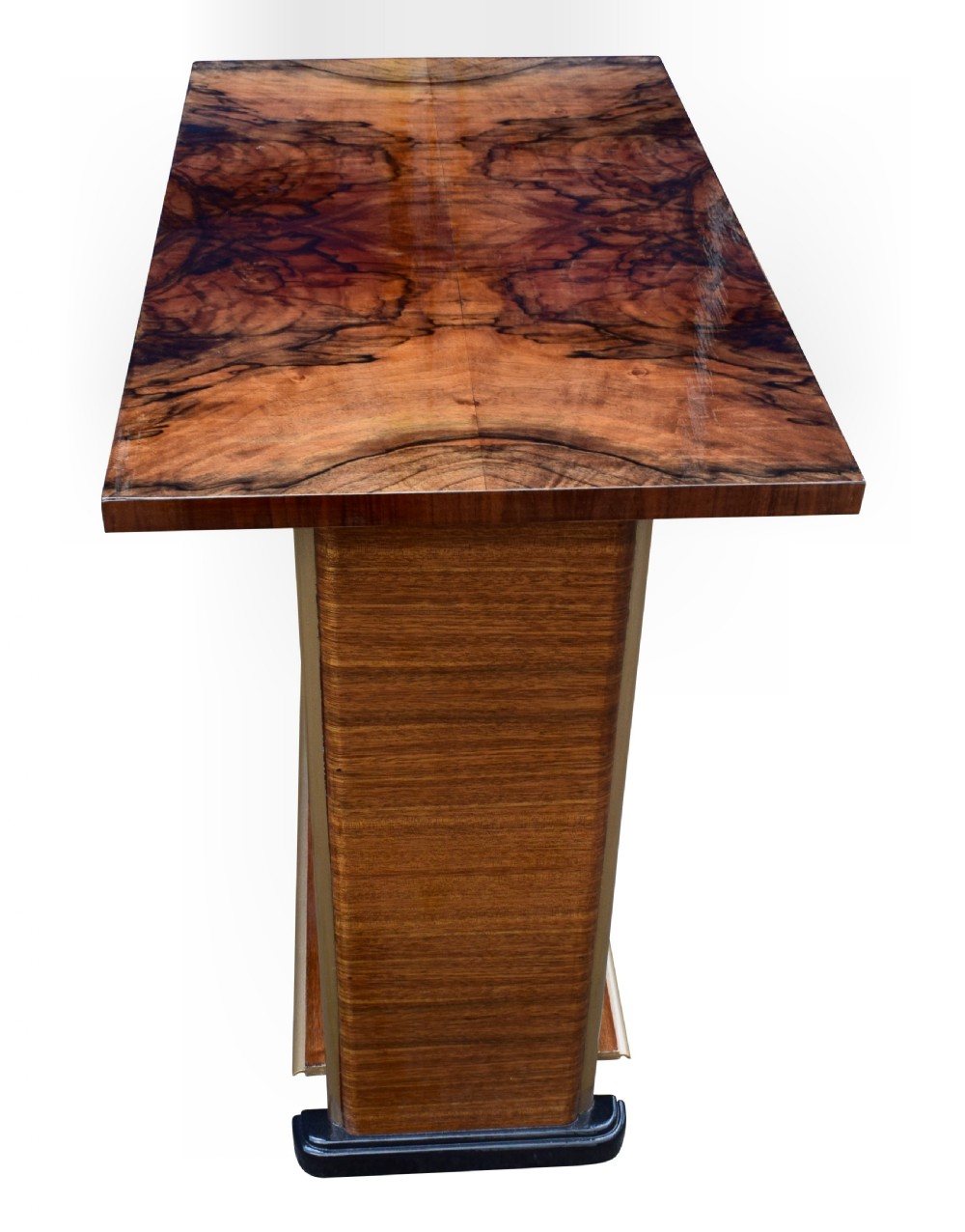 Art Deco Heavily Figured Walnut Console Table, Circa 1930 View IV