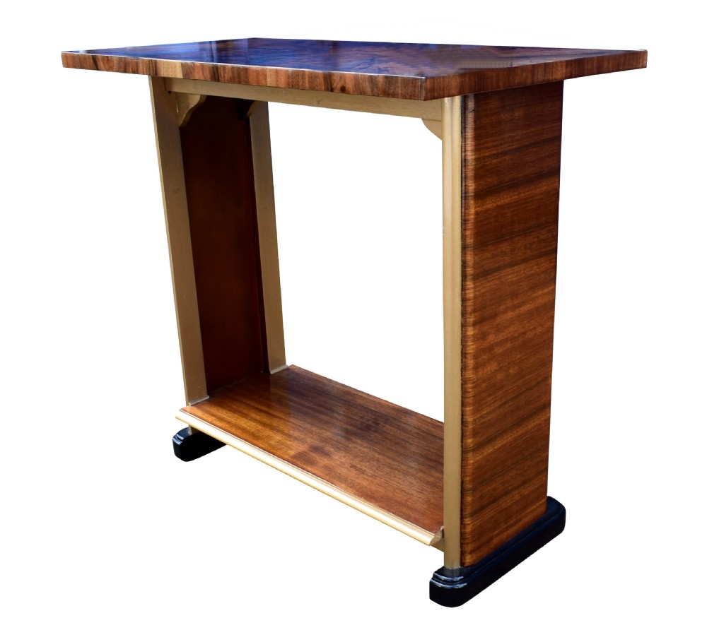Art Deco Heavily Figured Walnut Console Table, Circa 1930 View V
