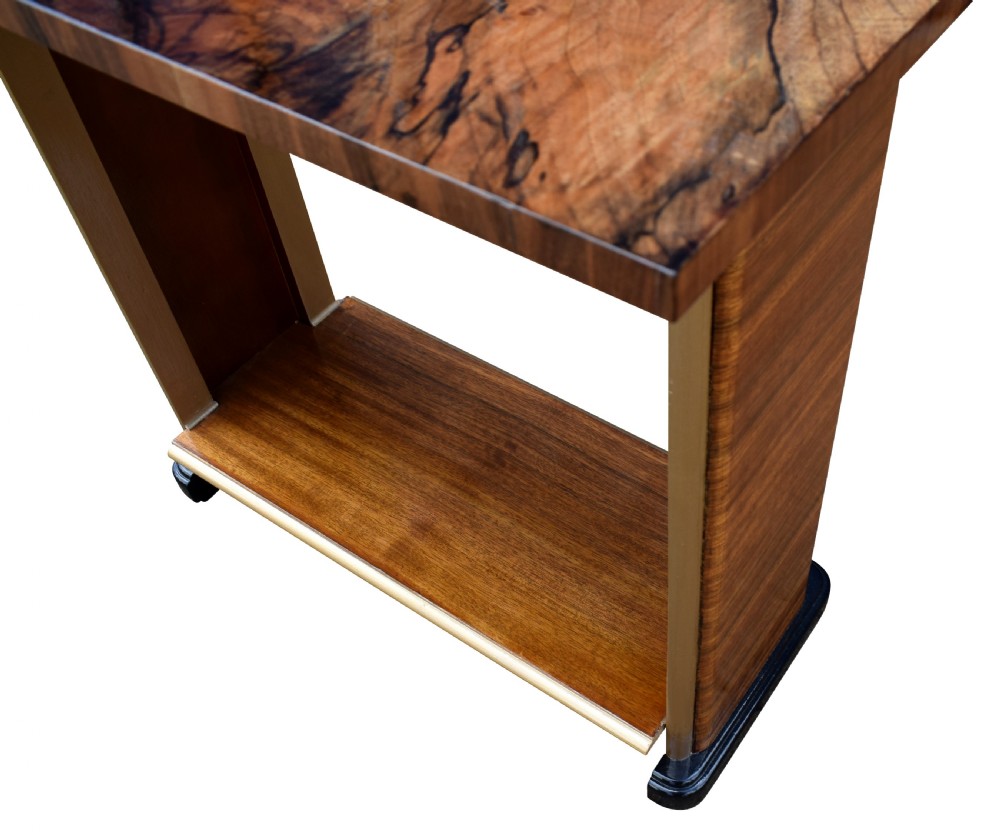 Art Deco Heavily Figured Walnut Console Table, Circa 1930 View VI