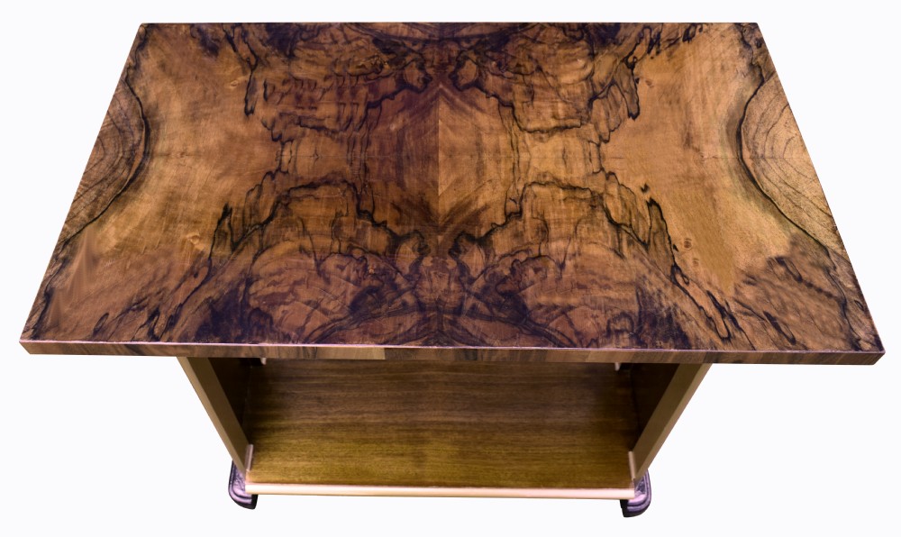 Art Deco Heavily Figured Walnut Console Table, Circa 1930 View VII