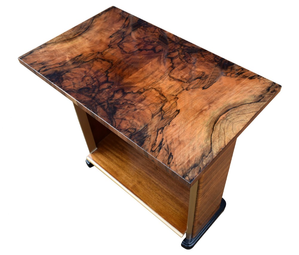 Art Deco Heavily Figured Walnut Console Table, Circa 1930 View IX