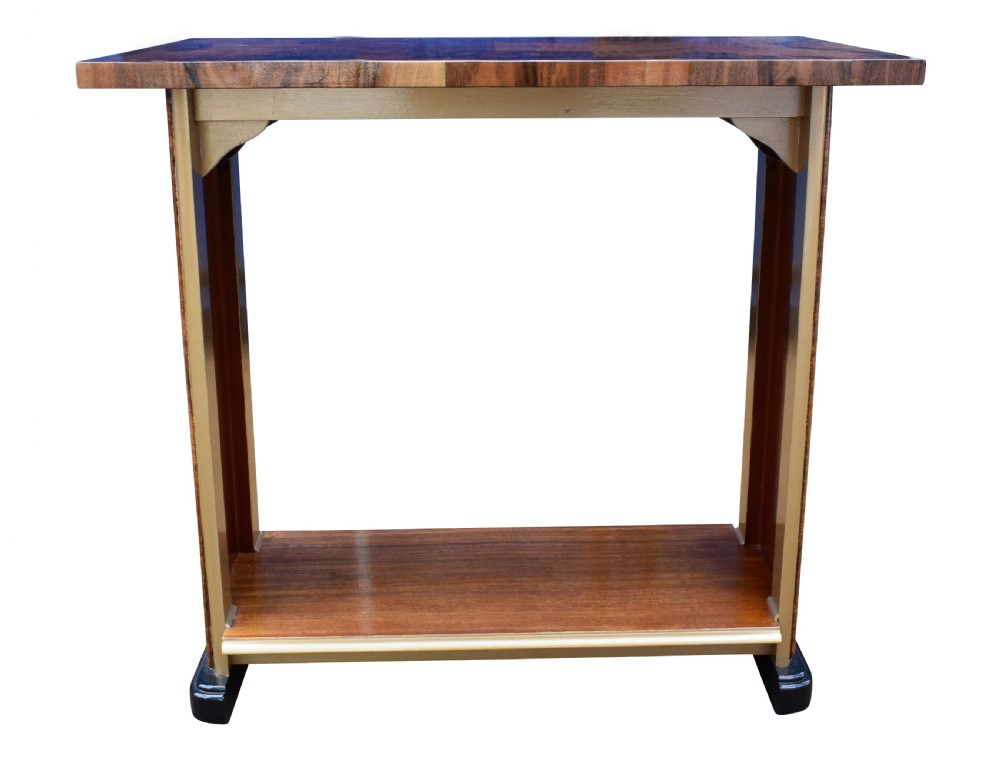 Art Deco Heavily Figured Walnut Console Table, Circa 1930 View X