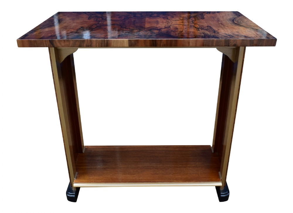 Art Deco Heavily Figured Walnut Console Table, Circa 1930 View XI