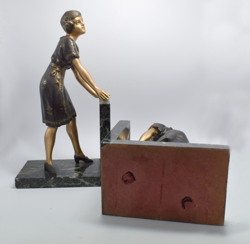 Art Deco Matching Pair of Figural Bookends, Circa 1930's View IV