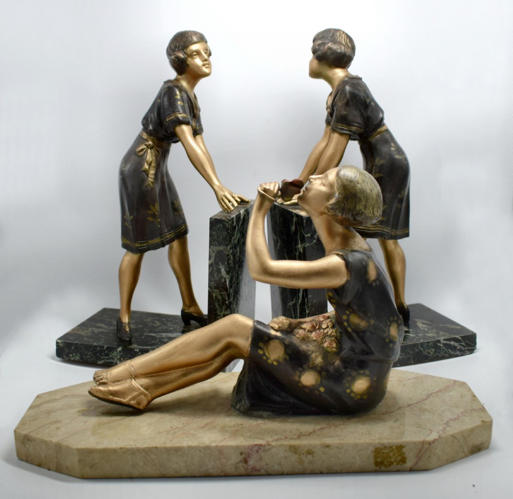 Art Deco Matching Pair of Figural Bookends, Circa 1930's View VII