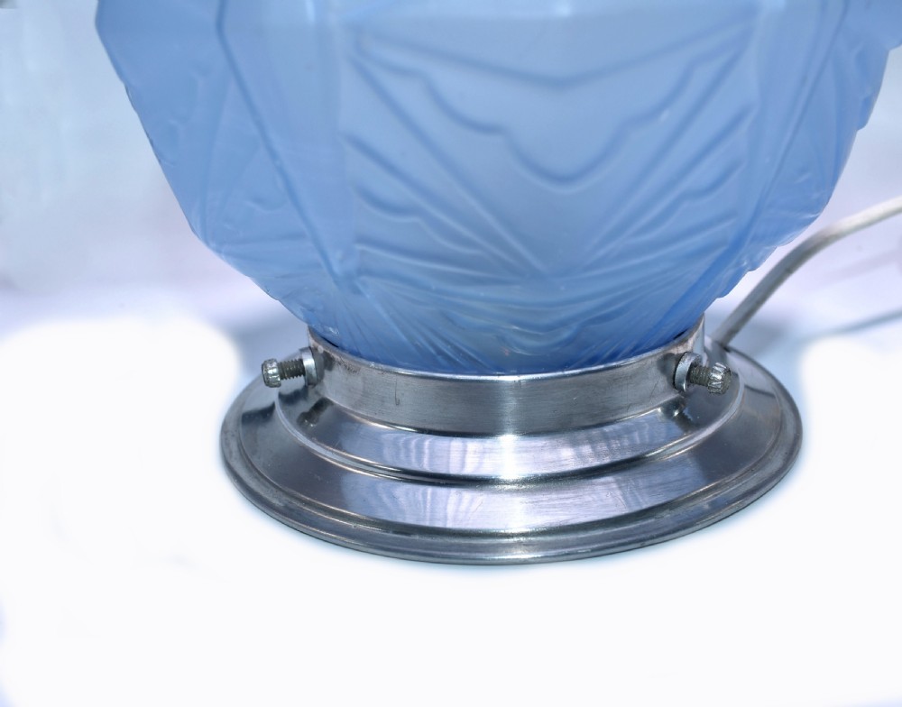 1930's French Art Deco Ceiling light In Molded Pressed Glass View II