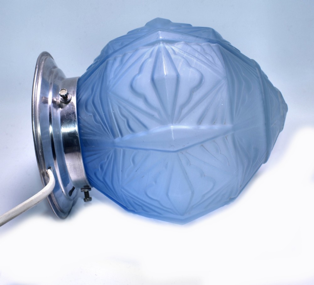 1930's French Art Deco Ceiling light In Molded Pressed Glass View III