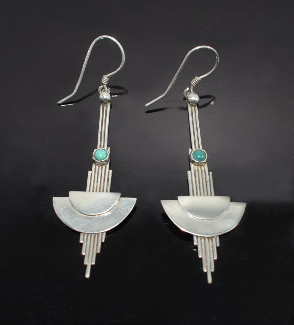 Art Deco Modernist Silver Plated Earrings