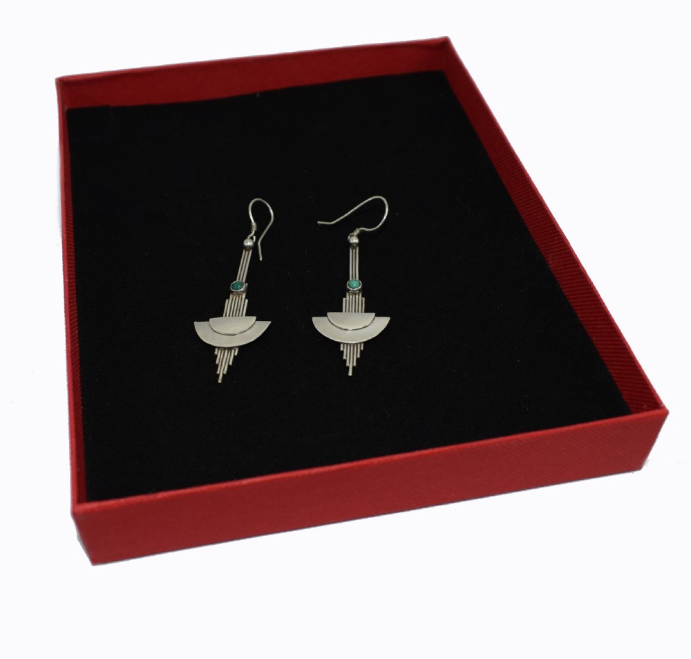 Art Deco Modernist Silver Plated Earrings View VI