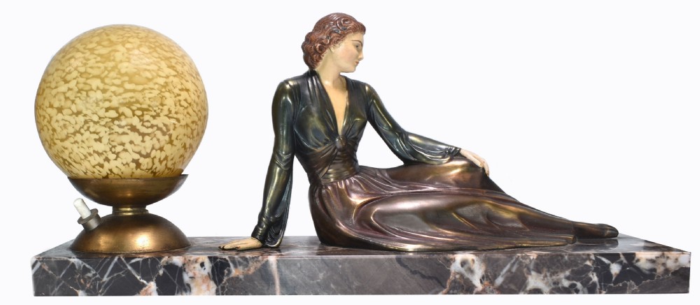 Art Deco Polychrome Figural Lamp, 1930’s