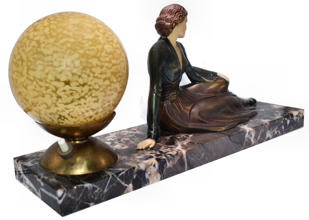 Art Deco Polychrome Figural Lamp, 1930’s View VI