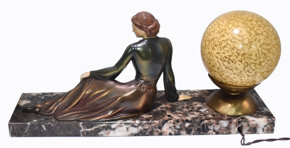 Art Deco Polychrome Figural Lamp, 1930’s View VII