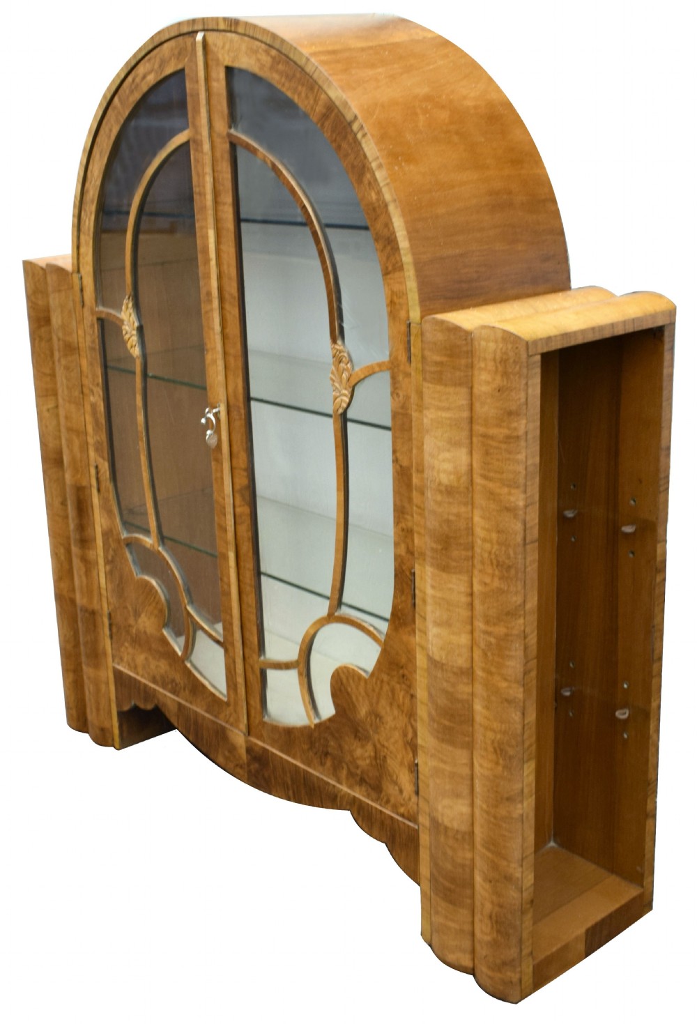 1930's Art Deco Walnut Display Cabinet View IX