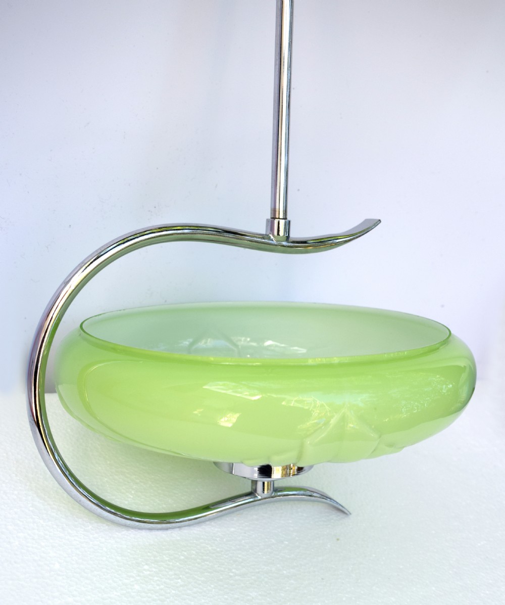 Art Deco 1930's Chrome And Glass Ceiling Light View II