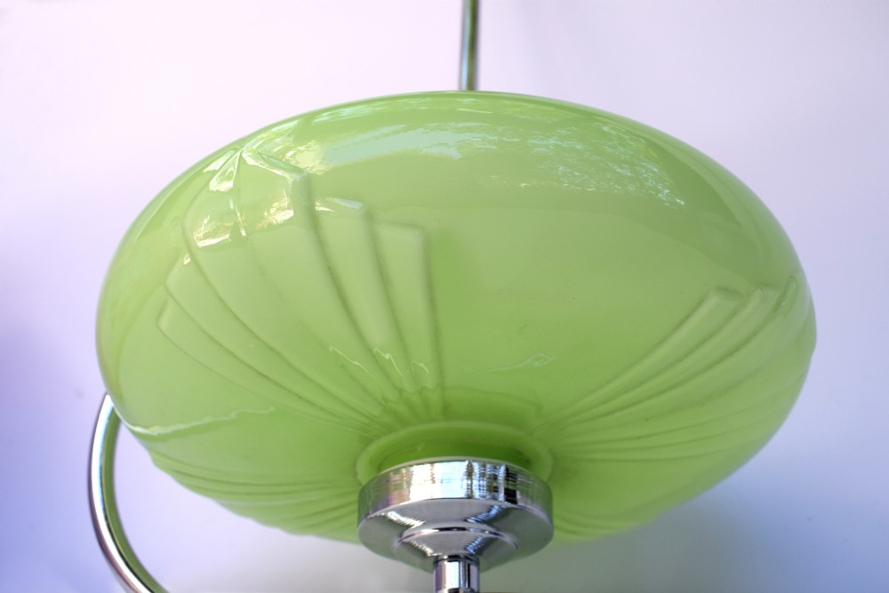Art Deco 1930's Chrome And Glass Ceiling Light View V