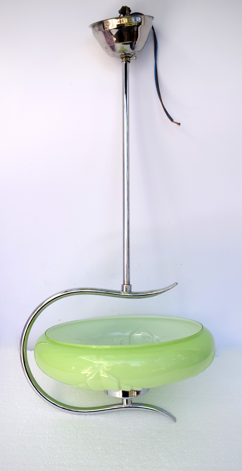 Art Deco 1930's Chrome And Glass Ceiling Light View VII
