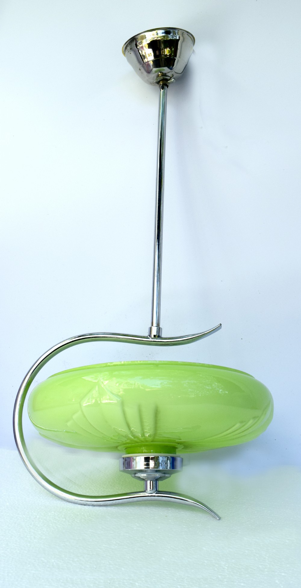 Art Deco 1930's Chrome And Glass Ceiling Light View VIII