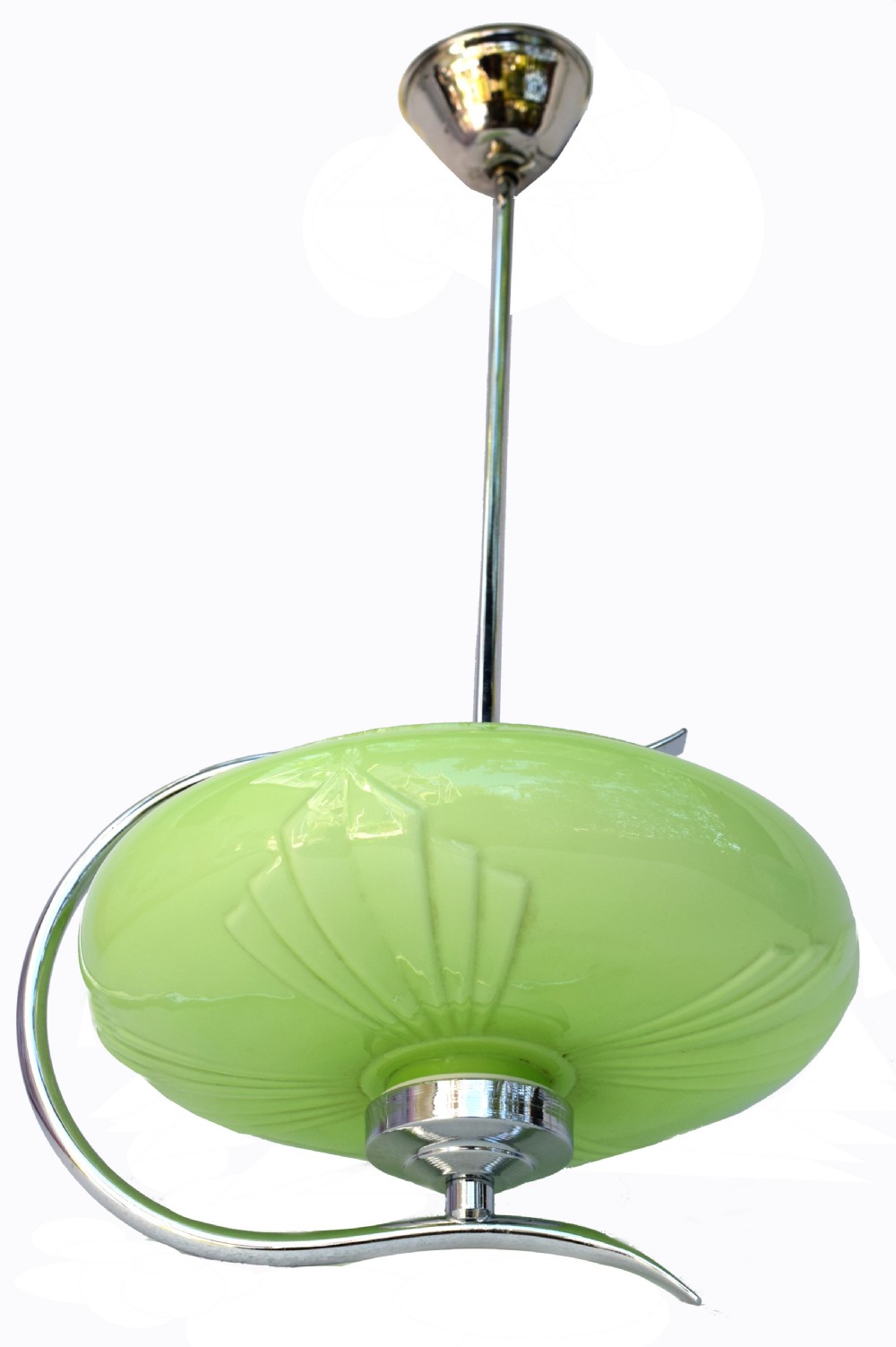 Art Deco 1930's Chrome And Glass Ceiling Light View IX