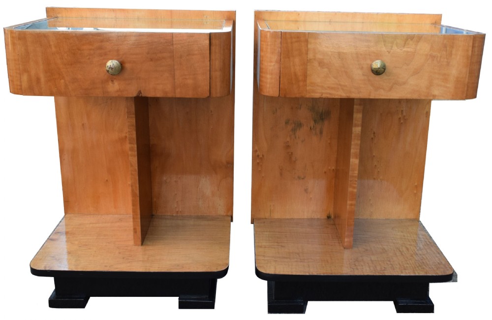 Modernist Art Deco Bedside Nightstand Cabinets, circa 1930's
