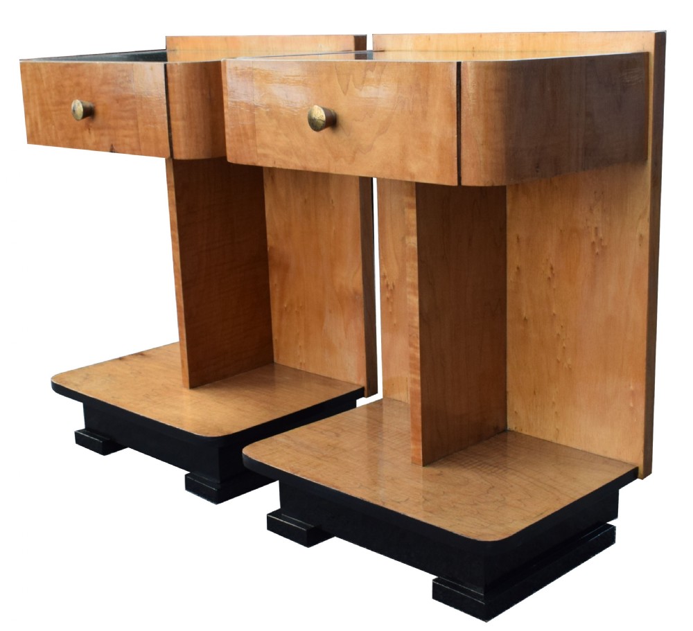 Modernist Art Deco Bedside Nightstand Cabinets, circa 1930's View II
