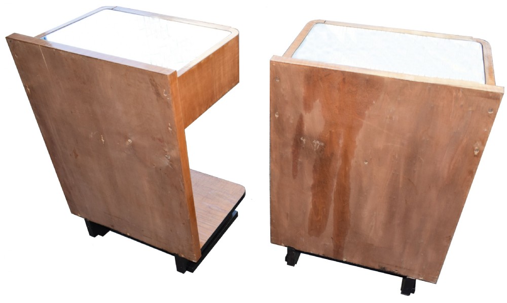 Modernist Art Deco Bedside Nightstand Cabinets, circa 1930's View III