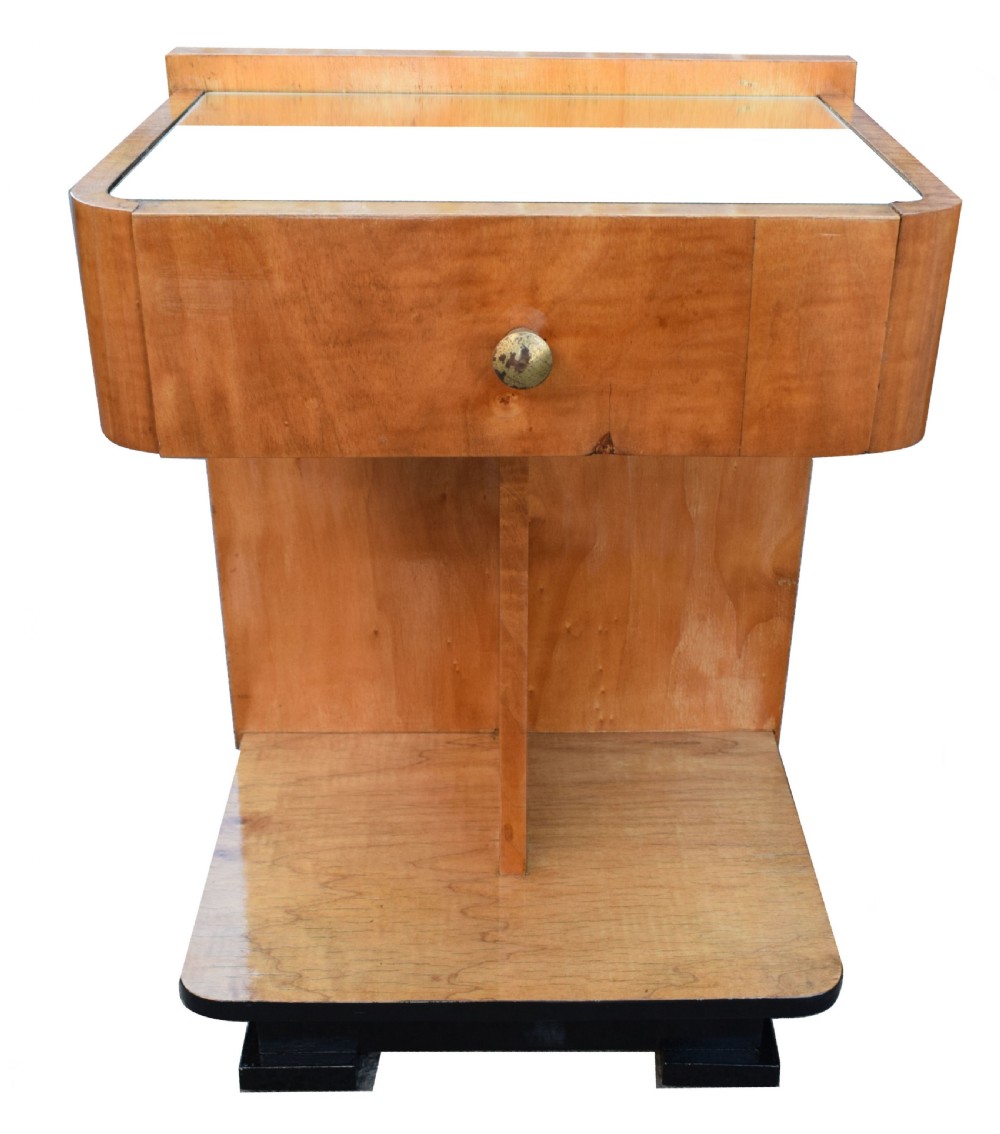 Modernist Art Deco Bedside Nightstand Cabinets, circa 1930's View V