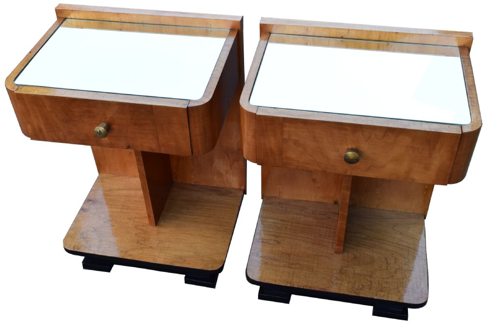 Modernist Art Deco Bedside Nightstand Cabinets, circa 1930's View VI