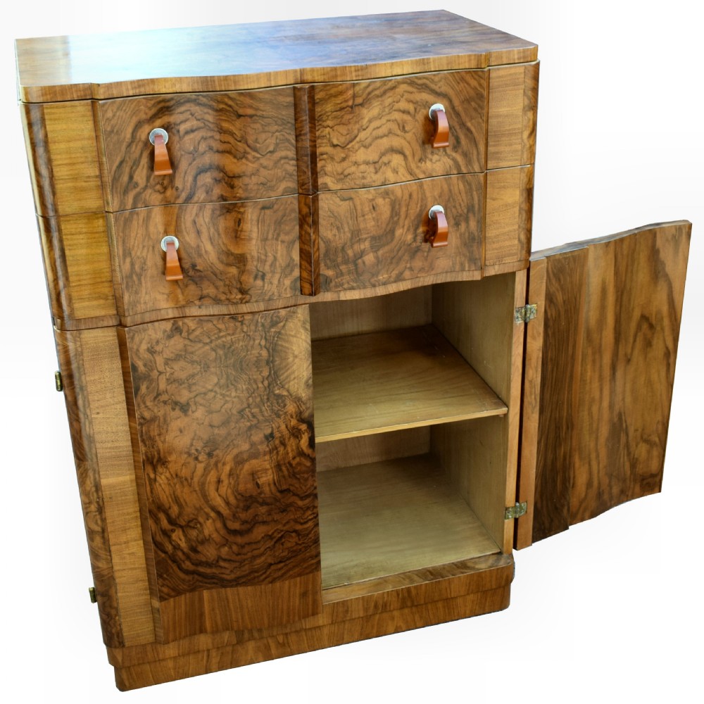 Art Deco Figured Walnut Bedroom Tall Boy, circa 1930 View III
